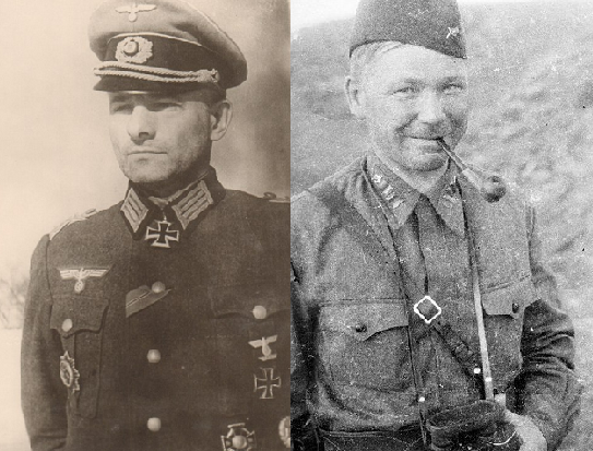 ​Left, the commander of the 194th Regiment, 71st Infantry Division Oberst Fritz Roske. Right, the commander of the 42nd Guards Regiment, 13th Guards Division Colonel Ivan Pavlovich Elin - Unknown Stalingrad: «Grenade, Grenade, My Grenade…» | Warspot.net