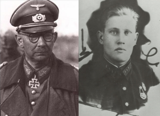 ​On the left, Commander XXXXVIII Panzer Corps, General Werner Kempf, on the right, Commander machine-gun company, 92nd Brigade, Lieutenant Andrei Khozyainov, who, along with a few comrades, brought a lot of trouble to the German general in September 1942 - Unknown Stalingrad: The Elevator | Warspot.net