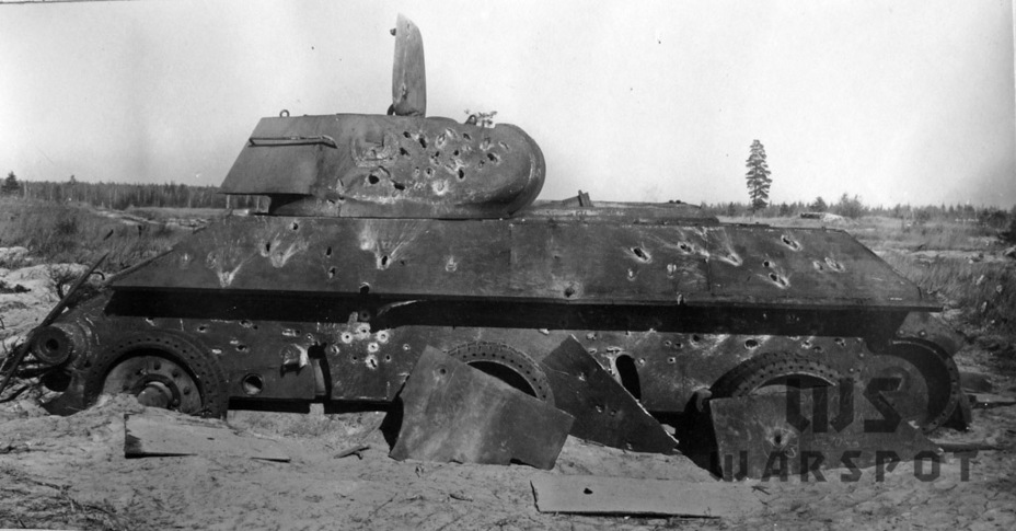 ​A hull and turret of a T-34 tank during trials, fall 1942 - Temporary Reinforcement | Warspot.net
