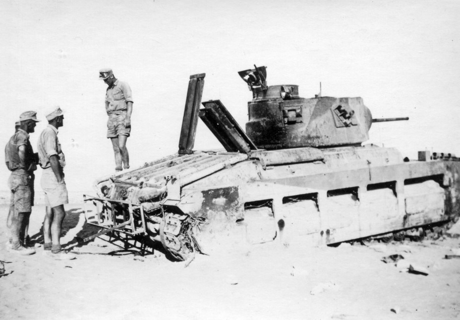 ​The sad end to Operation Battleaxe. The rear of the tank has a rack for fuel canisters - Short-Term Queen of the Desert | Warspot.net