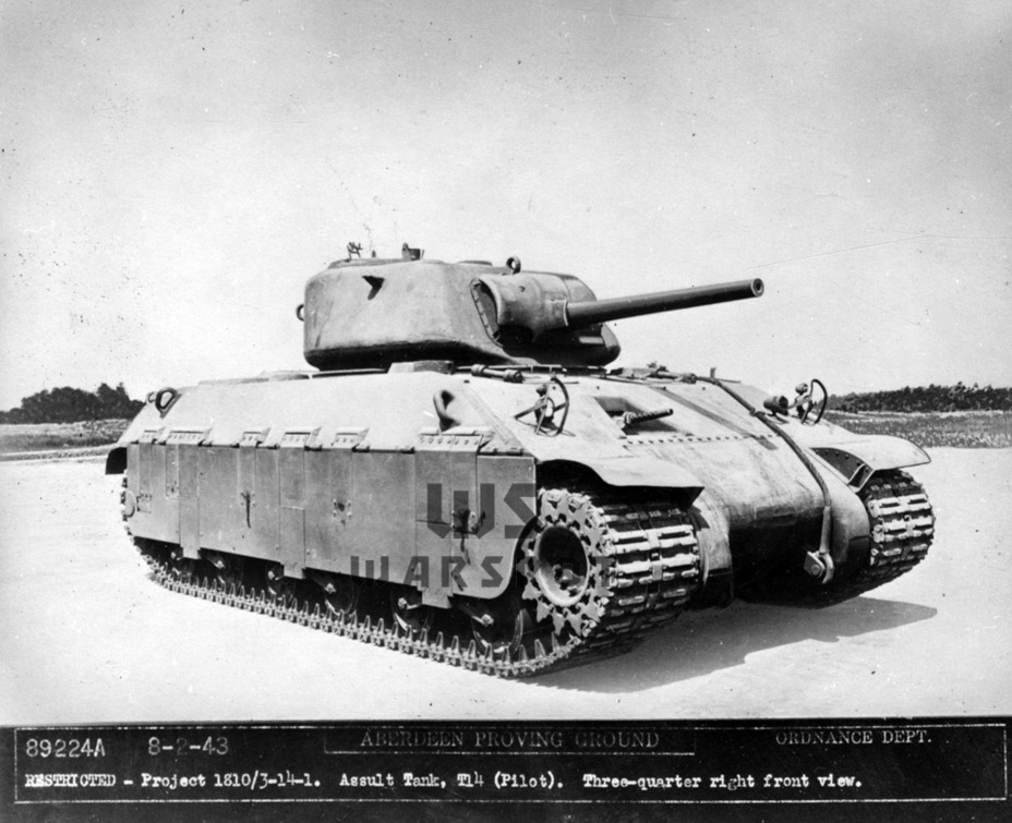 ​The first prototype of the Assault Tank T14 at the Aberdeen Proving Grounds, August 2nd, 1943 - Medium Assault Tank for the British | Warspot.net