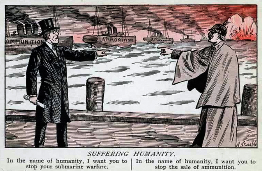 ​Suffering humanity. President Wilson: «In the name of humanity, I want you to stop your submarine warfare». Kaiser Wilhelm: «In the name of humanity, I want you to stop the sale of ammunition» - Highlights for Warspot: dog neutrality | Warspot.net