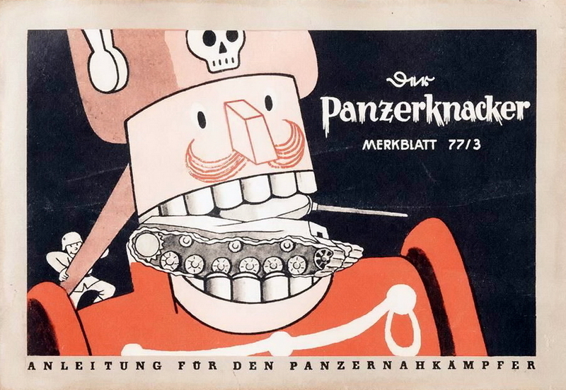 ​Cover of a Panzergrenadier’s handbook that just as Nutcracker dashingly cracks Russian tanks. Something resembling KV-85 got stuck in Hoffmann fairytale character’s wooden teeth - Highlights for Warspot: from the best angle | Warspot.net