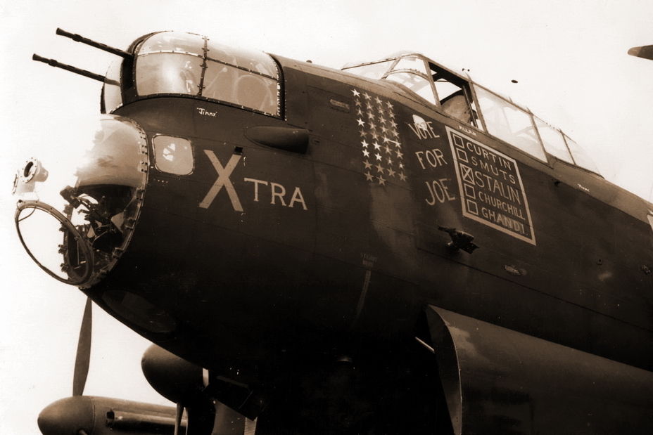​Another «Stalinist» Lancaster – aircraft serial number NE133 squadron code «JO-X». Its name «Xtra» was also emphasized by artwork. The inscription says «Vote for Joe» – there is election ballot with the names of Australia, Union of South Africa, USSR, Great Britain and India leaders and one of the boxes is checked. The aircraft was lost above Germany on the night of November 5, 1944 - Highlights for Warspot: uncle Joe’s nephews from Australia | Warspot.net