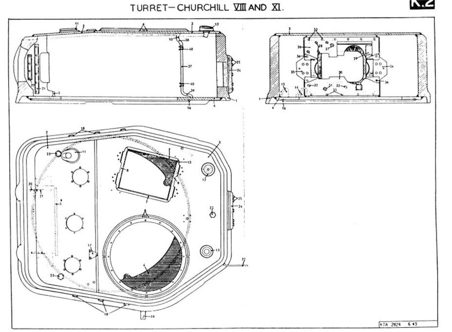 ​Diagram of the Churchill VII turret - Slow and Thick-skinned | Warspot.net