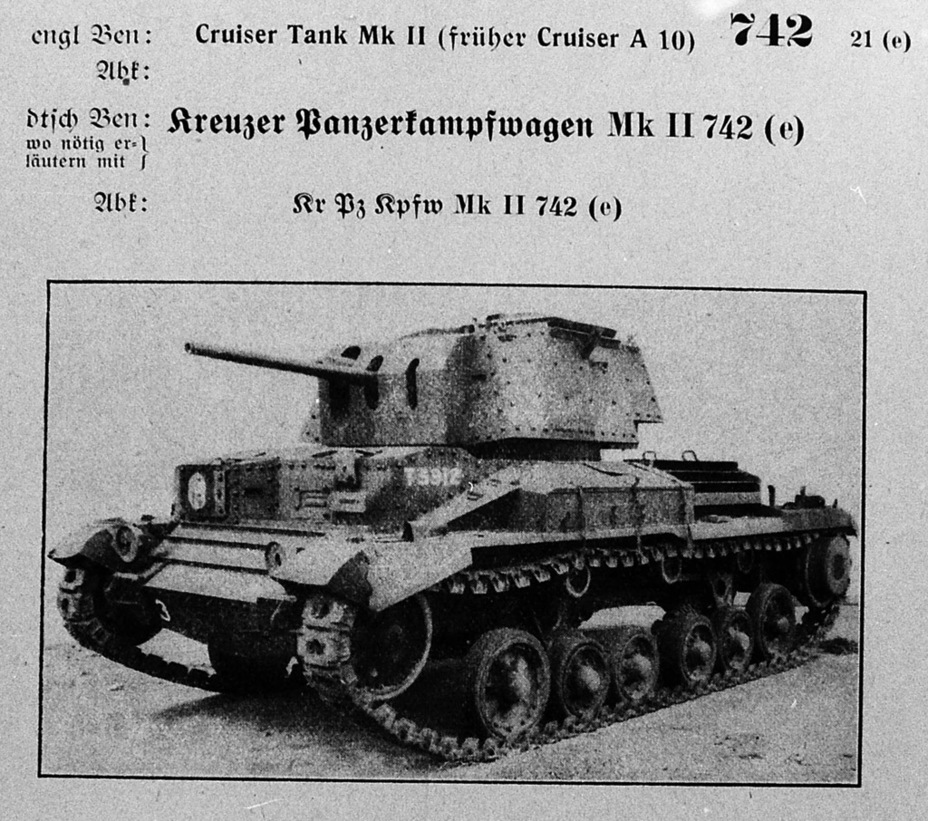 ​A page from the German manual. This was the name of the Cruiser Tank Mk.II in German service - Cruiser Tank Mk.II: With Best Intentions | Warspot.net