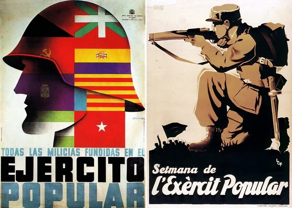 ​The left poster encourages militias of all kinds and from all regions to join the People's Army. Unfortunately, those calls mainly remained just calls. On the right, there is a poster devoted to the People's Army Week - Highlights for Warspot: The last romantic war | Warspot.net