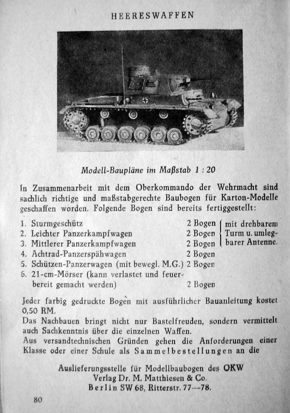 ​A German Pz.Kpfw.III Ausf.F model produced by Dr. M. Matthiesen & Co. KG. The illustration is from a German wartime reference book - Weaponized Carboard | Warspot.net