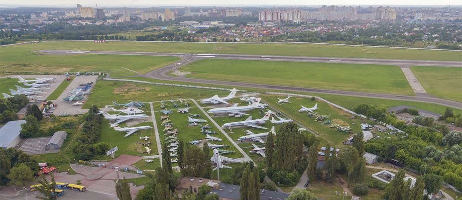 ​Top view of the museum. In the background is the “Kyiv” airport runway. — aviamuseum.com.ua - «Hidden» Aviation Museum | Warspot.net