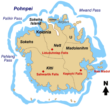​The island of Pohnpei. The ruins of Nan Madol on the islets in the southeast end of the chart, Sokehs Island is in the northwest - Sokehs Island against the German Empire | Warspot.net