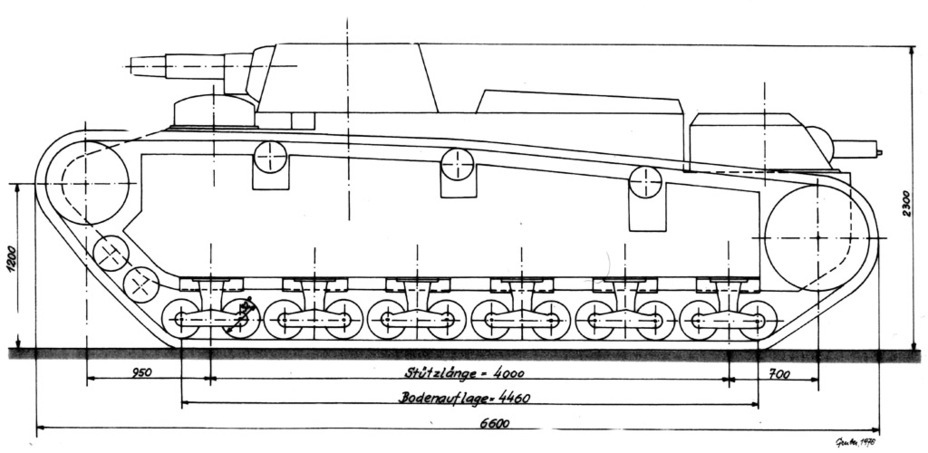 ​Sketch of the Gr.Tr.Rh with a modified suspension - First Try at a Medium Tank | Warspot.net