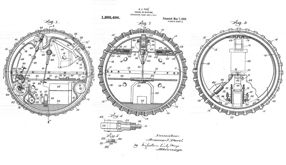 ​Arsene Pare's «Engine of Warfare» was the first full fledged spherical tank. It was never built, but the principles of his design became common - In Search of the Perfect Sphere | Warspot.net