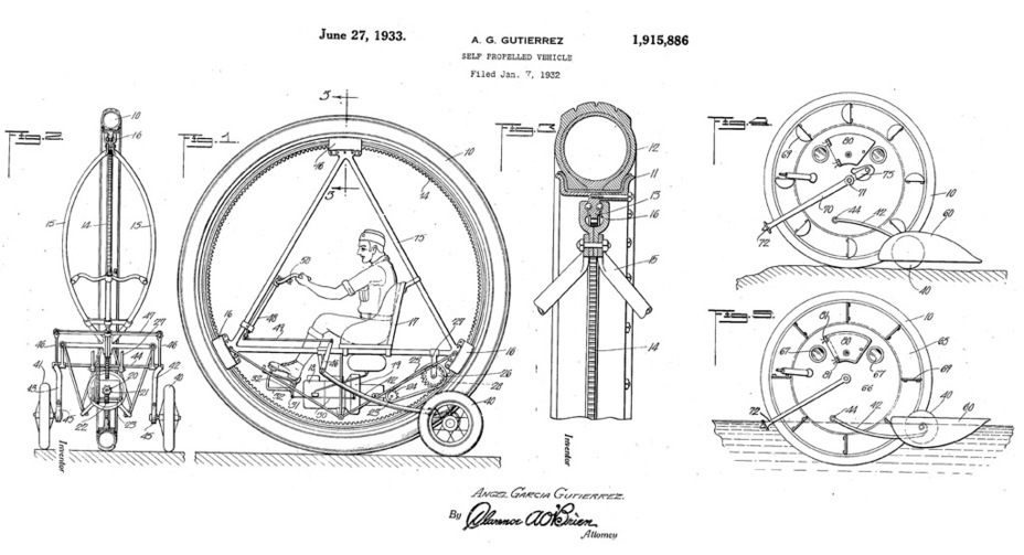 ​Gutierrez's patent. This was essentially an armed monowheel with an armoured hull - In Search of the Perfect Sphere | Warspot.net