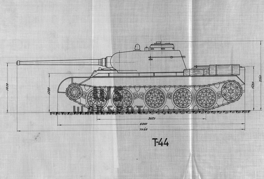 ​A draft of the T-44 medium tank, November 1944. Unlike the T-43, the tank was initially supposed to have a welded turret. - T-44: A Step in the Right Direction | Warspot.net