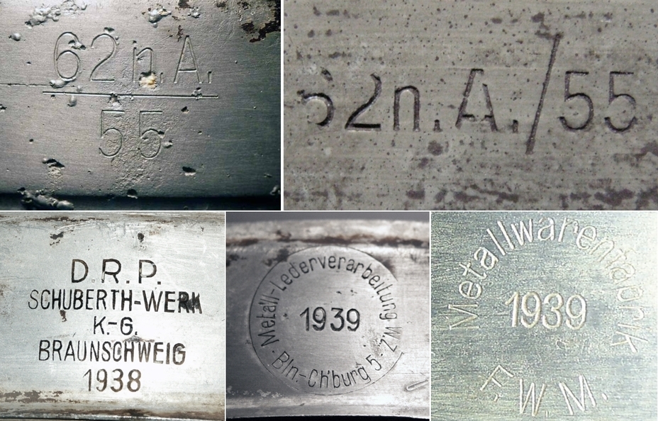 ​Markings on the external ring. Sizes (above) and manufacturers (below) - The Second Generation of the Stahlhelm | Warspot.net