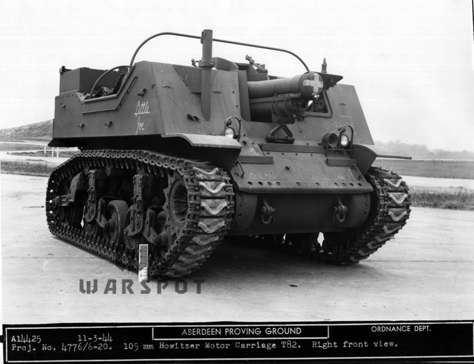 ​The second experimental HMC T82 on the Aberdeen Proving Grounds, November 1944 - A Bigger Howitzer on a Smaller Chassis | Warspot.net