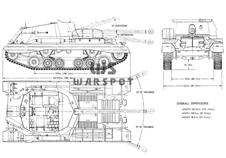 ​Diagram of a production SP 17-PR Valentine I - Backwards Tank Destroyer | Warspot.net