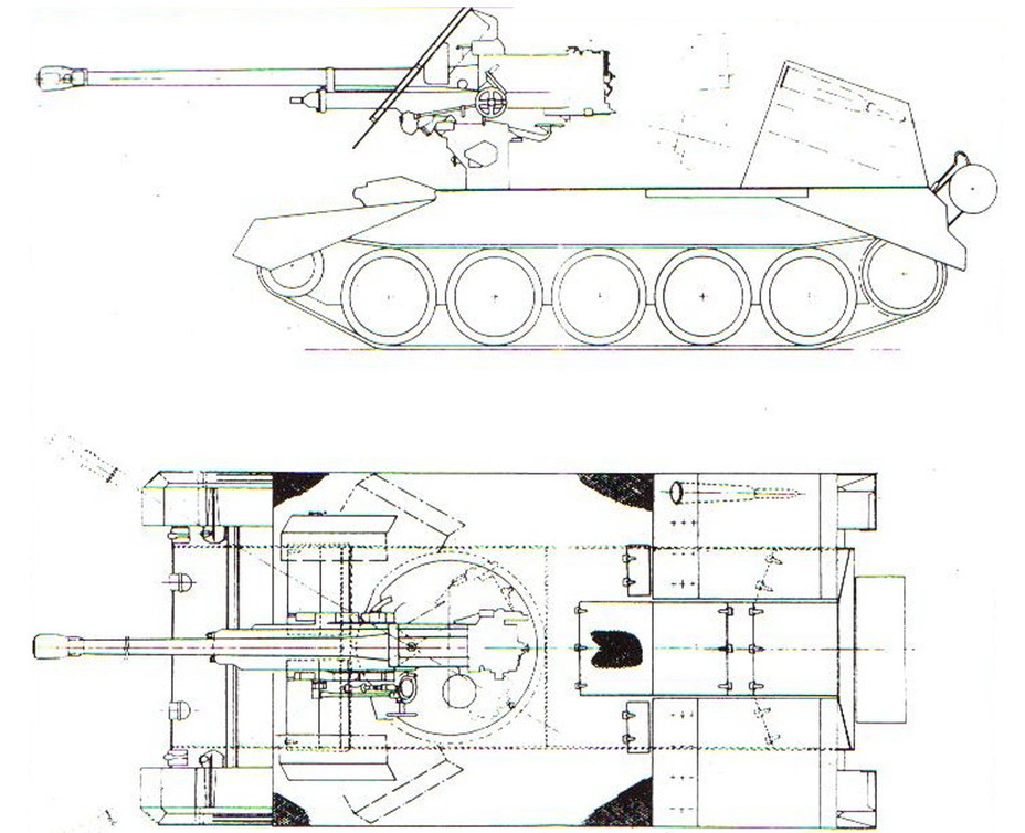 ​Draft project of a tank destroyer on the Crusader chassis. The vehicle on a Cromwell chassis was analogous - The Avenger that Came Too Late | Warspot.net