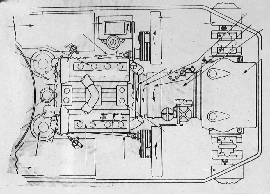 ​Overall diagram of the engine compartment - Pershing: Heavy by Necessity | Warspot.net