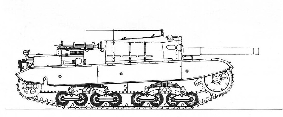 ​Line drawing of the Semovente da 105/25 - ''Dachshund'' for Assault Artillery | Warspot.net