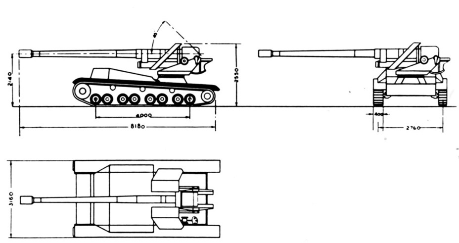 ​Mittlerer Waffenträger für die 12,8 cm K 81 L/55, an anti-tank self propelled gun mount - SPG and Fold-Out AA Gun | Warspot.net