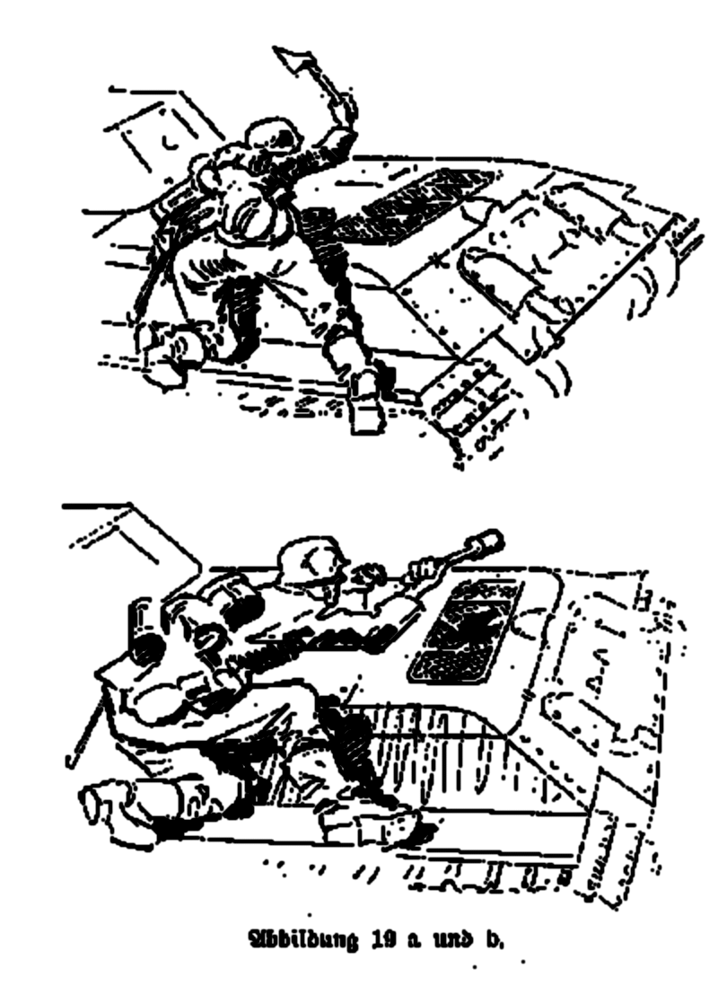 ​One of the methods of fighting T-34 tanks. One could chop through the transmission compartment louvres with an axe and then throw a grenade inside - How to Kill a T-34 | Warspot.net